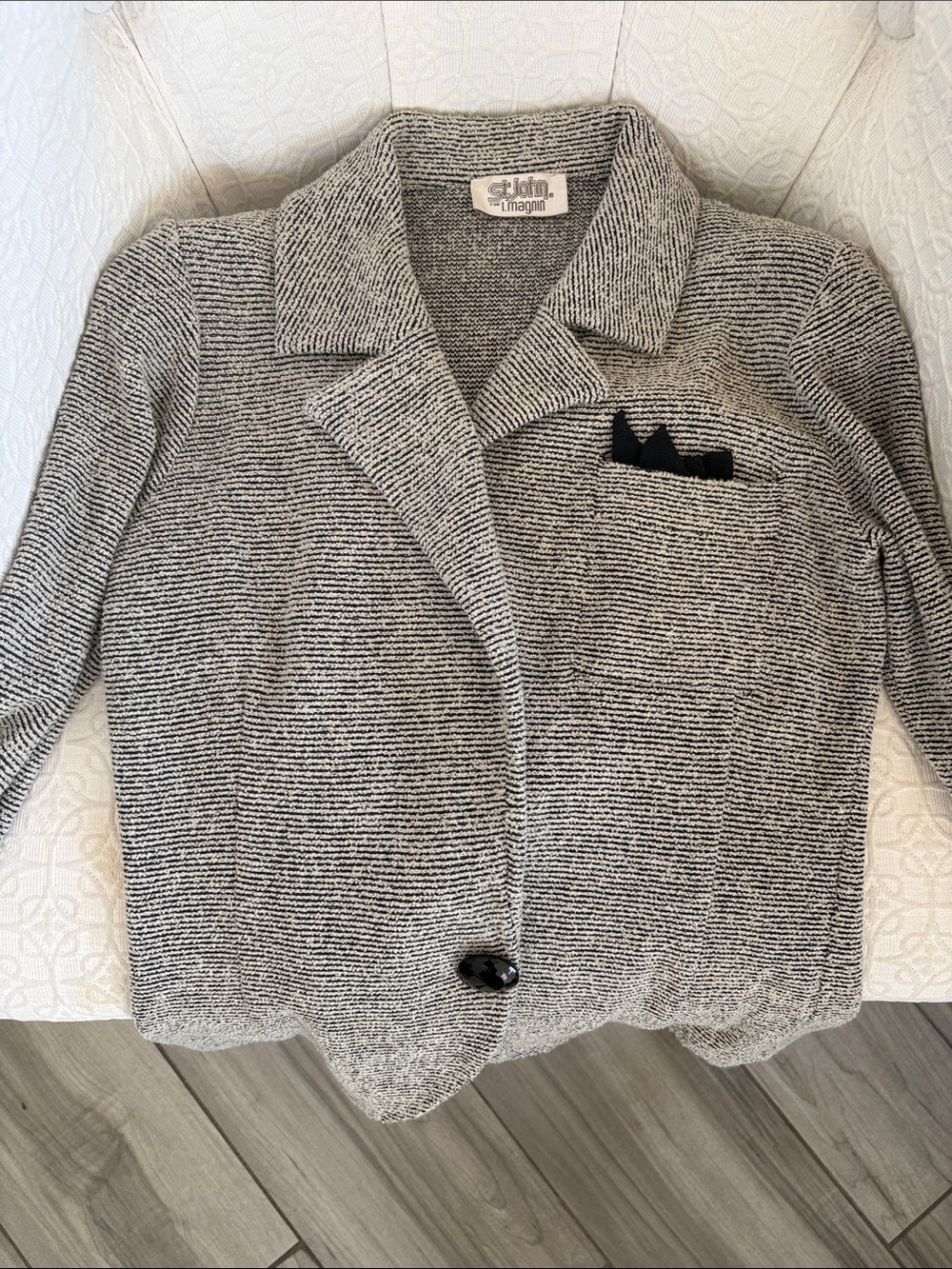 St. John Black & White Marled Knit Blazer